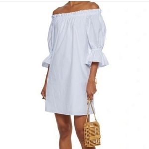 Alice + Olivia Paola White Cotton Mini Dress Off Shoulder XS euc